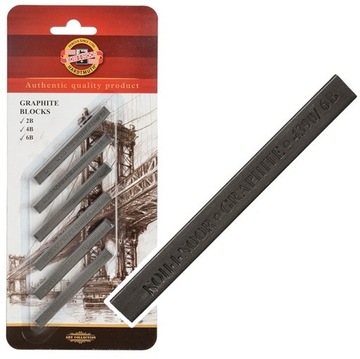 KOH-I-NOOR Grafit w sztyfcie bloczki 6B 4B 2B 6szt