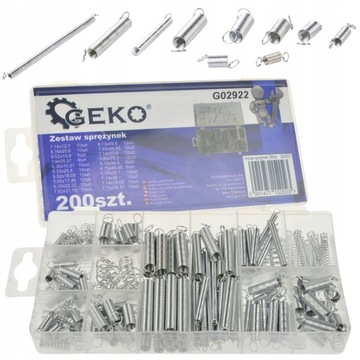 НАБОР СТАЛЬНЫХ ПРУЖИН GEKO РАЗЛИЧНЫЕ ПРУЖИНЫ 200 ШТ. СМЕШАННЫЕ РАЗМЕРЫ G02922