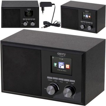 RADIO KUCHENNE INTERNETOWE WIEŻA DREWNO LCD AUX WiFi PROGNOZA POGODY ALARM