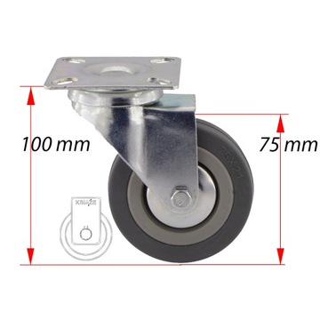 Диаметр колеса 75, тележка, полка, шкаф, стол 1ППГУМ75