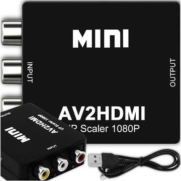 KONWERTER SYGNAŁU ADAPTER AV CHINCH RCA DO HDMI FULL HD 1080P+ PRZEWÓD USB