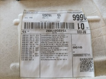 VW PASSAT B8 KOMBI PODSUFITKA OSŁONY LAMPKI RĄCZKI 3G0857551D