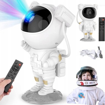 Astronauta Projektor LED Galaxy Starry Sky Night Light, z timerem i pilotem