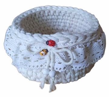 KOSZYK WIOSENNY MAKRAMA SZNUREK HANDMADE RĘCZNIE