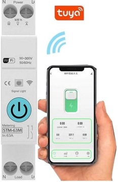 PRZEKAŹNIK LICZNIK WiFi 63A POMIAR PRĄDU TUYA SMART SZYNA DIN SKRZYNKA ES2