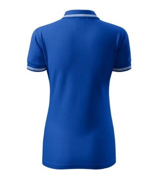 ELEGANCKA Damska Koszulka POLO niebieska S z Kontrastowymi Elementami