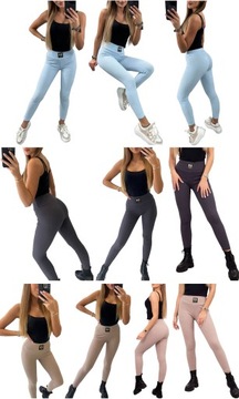 LEGGINSY ZŁOTE JASKÓŁKI PRĄŻKOWANE GETRY PTASZKI FITNESS PIMKO PRĄŻEK XL