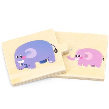 VIGA ДЕРЕВЯННАЯ ПЛИТКА ПАЗЛ-ПАЗЗ С ЖИВОТНЫМИ МАМА И РЕБЕНОК