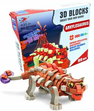 KLOCKI PIANKOWE DINOZAUR MIĘKKIE PUZZLE 3D 98EL