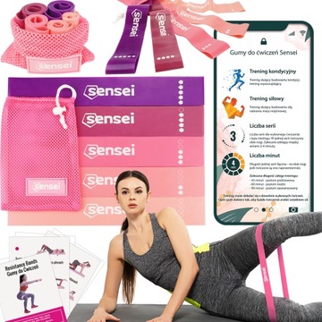 ZESTAW 5 GUM DO ĆWICZEŃ SENSEI MINI BAND, Taśmy Oporowe Fitness