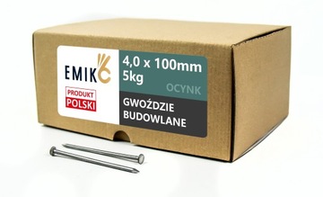 Gwoździe budowlane do drewna 4,0x100mm 4 cale Ocynk Gładkie 4
