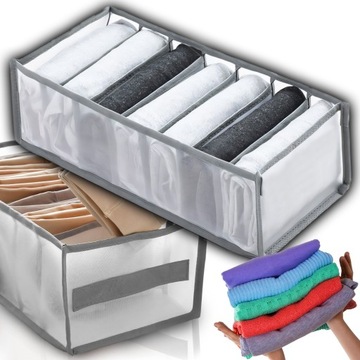 ORGANIZER NA UBRANIA POJEMNIK DO SZAFY 36x25 cm SZUFLADY 7 PRZEGRÓD NYLON