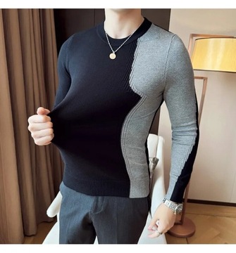 Black/White/Gray Pull Homme Fashion Patchwork Colo