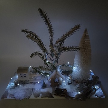 БЕЛОЕ РОЖДЕСТВО СОЗДАЕМ, ПОДСВЕТЕННОЕ, ПОЛЬСКОЕ РУКОДЕЛИЕ