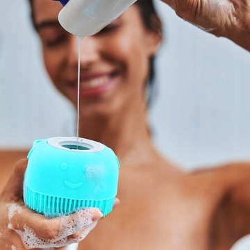 СИЛИКОНОВАЯ ЩЕТКА ДЛЯ МЫТЬЯ СОБАК И КОШЕК С ДОЗАТОРОМ ДЛЯ ШАМПУНЯ