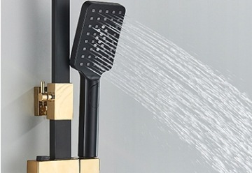 Черный и золотой смеситель для душа MIDO THERMOSTAT LCD Set