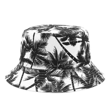 Czapka bucket hat kapelusz rybacki dwustronny czarny biały w palmy na lato
