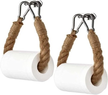 2 szt. Uchwyt na papier toaletowy ze sznurkiem żeglarskim, kółko na ręcznik