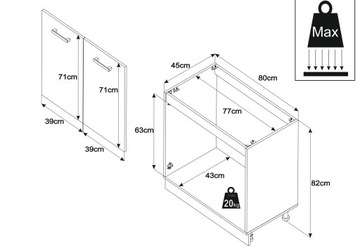 КУХОННЫЙ ШКАФ ПОД РАКОВИНОЙ, 80 см, ДУБ ВОТАН