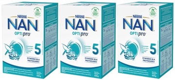 3x NAN Optipro 5 mleko następne Nestle 650g