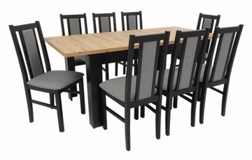 KOMPLET 8x DREWNIANE krzesło i rozkładany stół 80x140/180 do SALONU kuchni