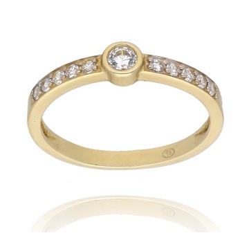 Złoty pierścionek zaręczyny oczko cyrkonie ring delikatny r 12 333 1,56 g