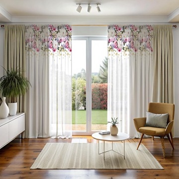 ГОТОВАЯ ШТОРА 140х250 ОКРАШЕННАЯ ВУАЛЬ С УЗОРОМ ЛЯГУШКИ 010