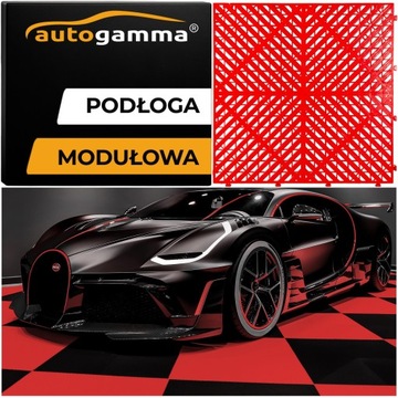 Podłoga modułowa Płytki puzzle 40x40 Garaż Auto Posadzka Warsztat Czerwony