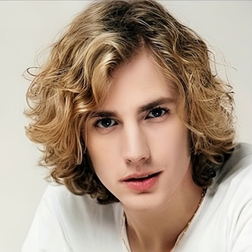 Męska krótka kręcona peruka blond z gradientem B94-9