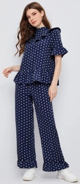 SHEIN KOMPLET GRANATOWY W GROSZKI DAMSKI 34 V3F