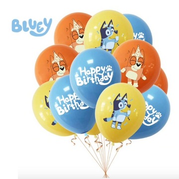 BALONY BLUEY i Bingo urodziny tort zestaw 15 szt.