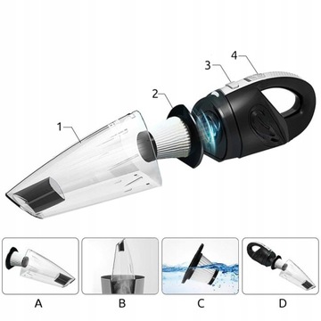 Беспроводной ручной автомобильный пылесос Hepa МОЩНЫЙ 120 Вт + насадки + сумка