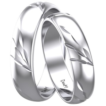 DIAMENTOWANA OBRĄCZKA BIAŁE ZŁOTO 585 PÓŁOKRĄGŁA