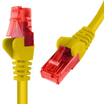 Kabel patchcord RJ45 CAT 6 U/UTP AWG24 żółty 1m
