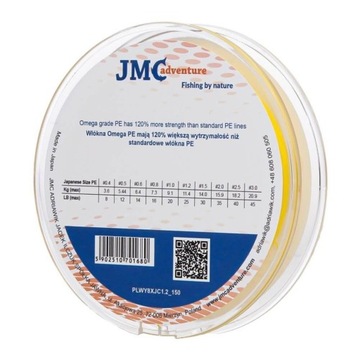 Japońska plecionka ośmiosplotowa 8XCJ PE1.2 150m 11.4kg ŻÓŁTA