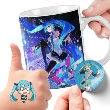 ZESTAW NA PREZENT KUBEK DLA DZIECI TATUAŻE NAKLEJKI HATSUNE MIKU JAKOŚĆ