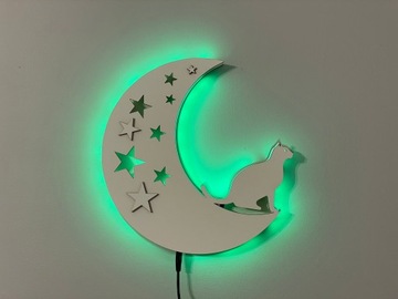 Светодиодный ночник CAT ON THE MOON RGB REMOTE с блоком питания