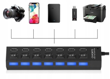 КОНЦЕНТРАТОР ПОРТ СПЛИТТЕР USB X7 С ВКЛ/ВЫКЛ ПЕРЕКЛЮЧАТЕЛИ ПОРТ ПРЕРЫВАТЕЛИ