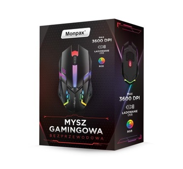 MYSZKA GAMINGOWA MYSZ DLA GRACZY BEZPRZEWODOWA KOMPUTEROWA LED RGB 3600 DPI