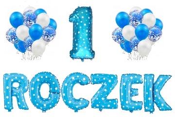 Zestaw niebieskich BALONÓW na ROCZEK dla chłopca