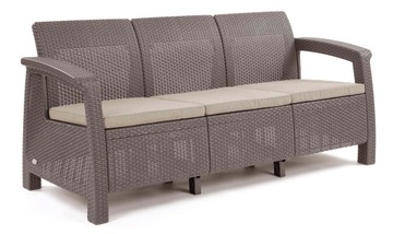 Sofa kanapa ogrodowa 3-osobowa z poduszkami CORFU