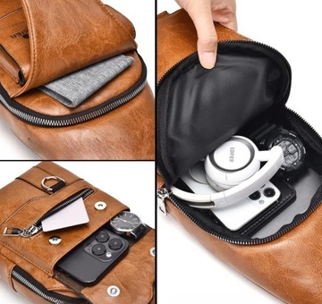 МУЖСКАЯ КОЖАНАЯ СУМКА РЮКЗАК КРОССБОДИ КОРИЧНЕВЫЙ