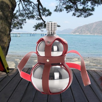 Негерметичная фляга для вина в форме тыквы, кожаный чехол, 500 мл 1,5 л, серебро