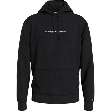 TOMMY HILFIGER OCIEPLANA BLUZA MĘSKA Z KAPTUREM LINEAR HOODIE CZARNA r.XL