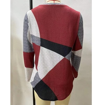 Women Winter Button Geometric Contrast Long Full S