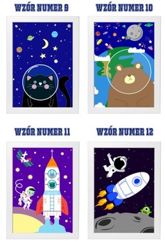 PLAKAT A4 OBRAZEK DLA DZIECKA KOSMOS PLANETY RAMKA