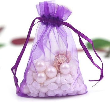 ORGANZA BAGS LAVENDER JEWELLERY BAG FIOLETOWE WORECZKI Z ORGANZY 100SZT