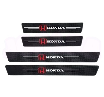 OCHRONNE nakładki NAKLEJKI folia NA PROGI logo HONDA carbon 4 szt.