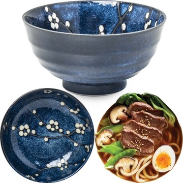 Miseczka Ceramiczna Ciemno Niebieska Miska Do Makaronu Udon Hana Blue 17cm
