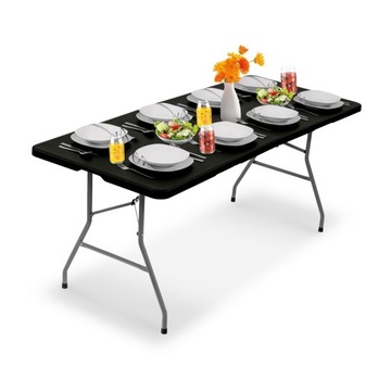 Банкетный РАСШИРЯЕМЫЙ СТОЛ ЧЕРНАЯ мебель GARDEN CATERING TABLE 180x74см
